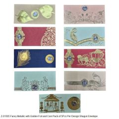 Fancy Metallic with Golden Foil and Coin Pack of 5Pcs Per Design Shagun Envelope