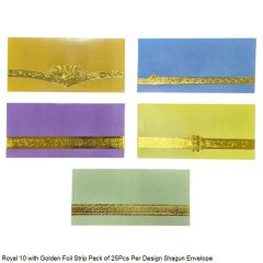 Royal 10 with Golden Foil Strip Pack of 25Pcs Per Design Shagun Envelope