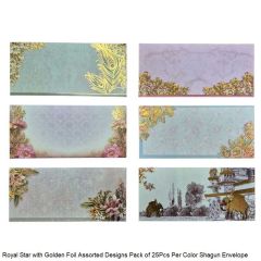 Royal Star with Golden Foil Assorted Designs Pack of 25Pcs Per Design Shagun Envelope
