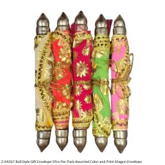 Roll Envelope with Golden Foil and Lace Pack of 5Pcs Assorted Color Shagun Envelope