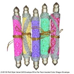 Roll Style Velvet Gift Envelope 5Pcs Per Pack Asorted Color Shagun Envelope