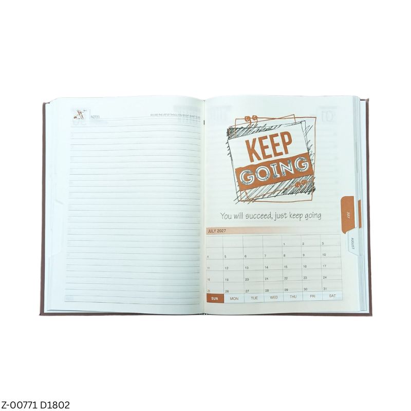 2027 – D1802 T17 Inspiration 365 Days Diary | Month-Cut Planner | Sunday Separate