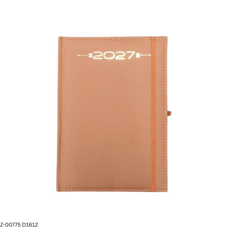 2027 – D1612 A5 Adonis 365 Days Leatherette Diary | Month-Cut Planner | Sunday Separate | Elastic Closure
