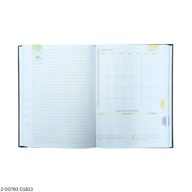 2027 – D1813 365 Days Leatherette Diary | Month-Cut Planner | Sunday Separate