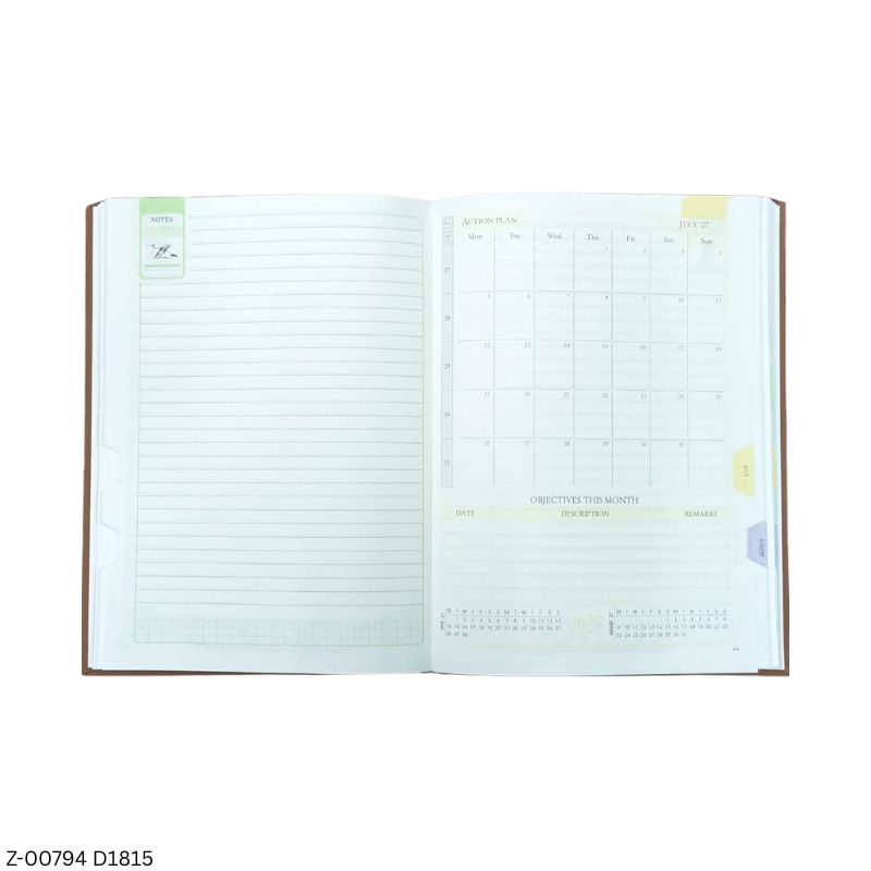 2027 – D1815 365 Days Leatherette Diary | Month-Cut Planner | Sunday Separate