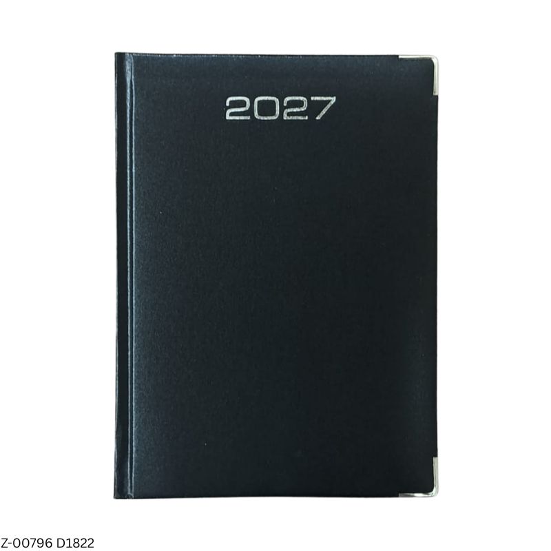 2027 – D1822 Black 365 Days Leatherette Diary | Month-Cut Planner | Sunday Separate