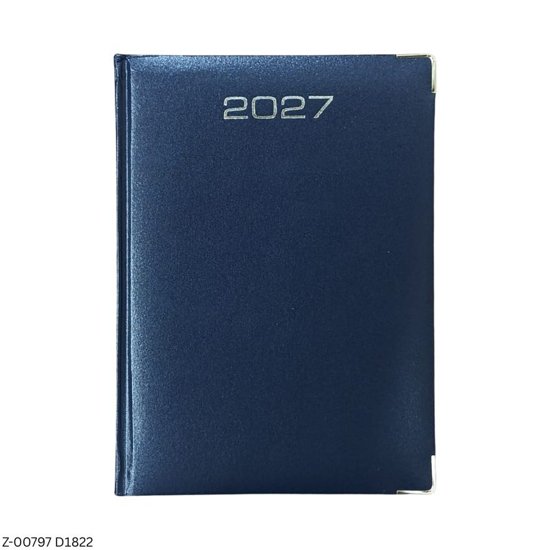 2027 – D1822 Blue 365 Days Leatherette Diary | Month-Cut Planner | Sunday Separate