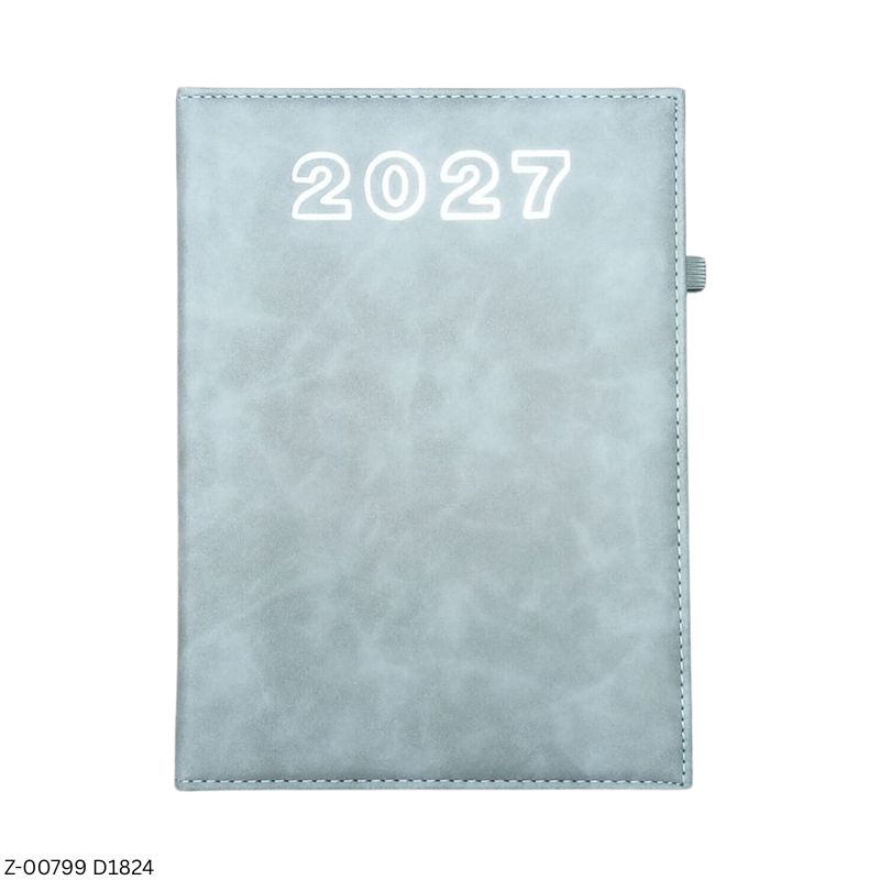 2027 – D1824 Grey 365 Days Leatherette Diary | Month-Cut Planner | Sunday Separate
