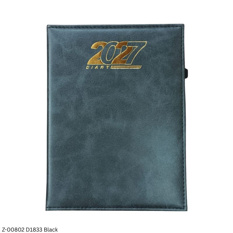 2027 – D1833 365 Days Leatherette Diary | Month-Cut Planner | Sunday Separate | Assorted Colours