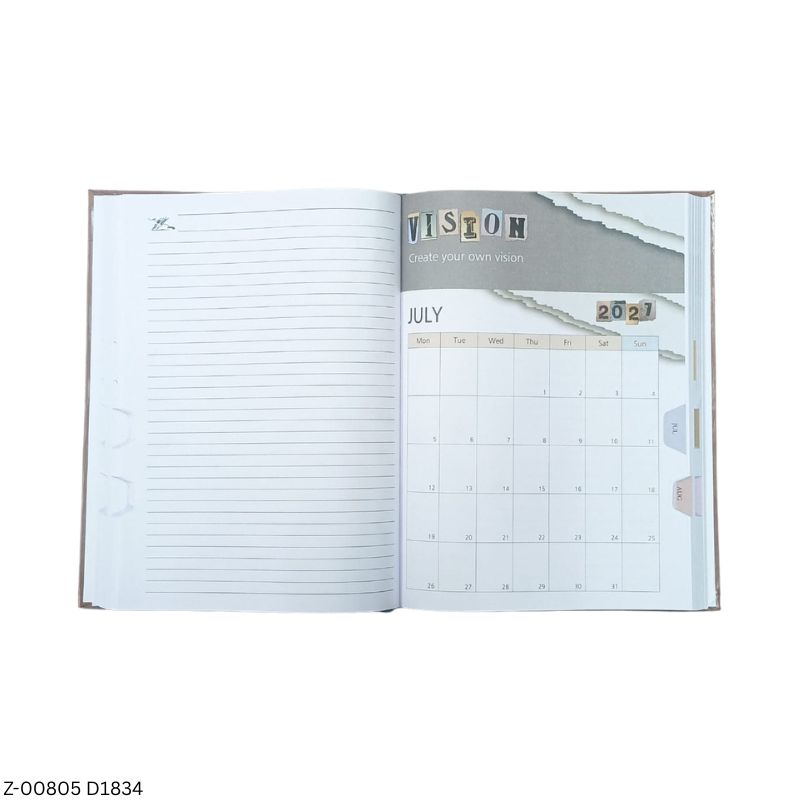 2027 – D1834 365 Days Goals Theme Diary | Month-Cut Planner | Sunday Separate