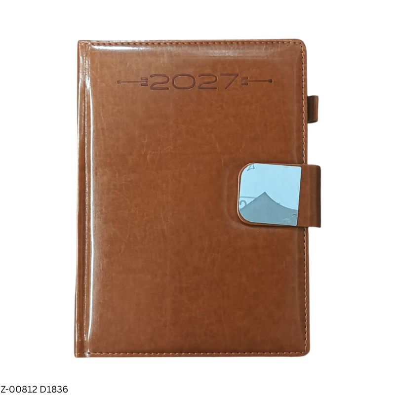 2027 – D1836 B5 Zeus 365 Days Leatherette Diary | Month-Cut Planner | Sunday Separate | Magnetic Lock