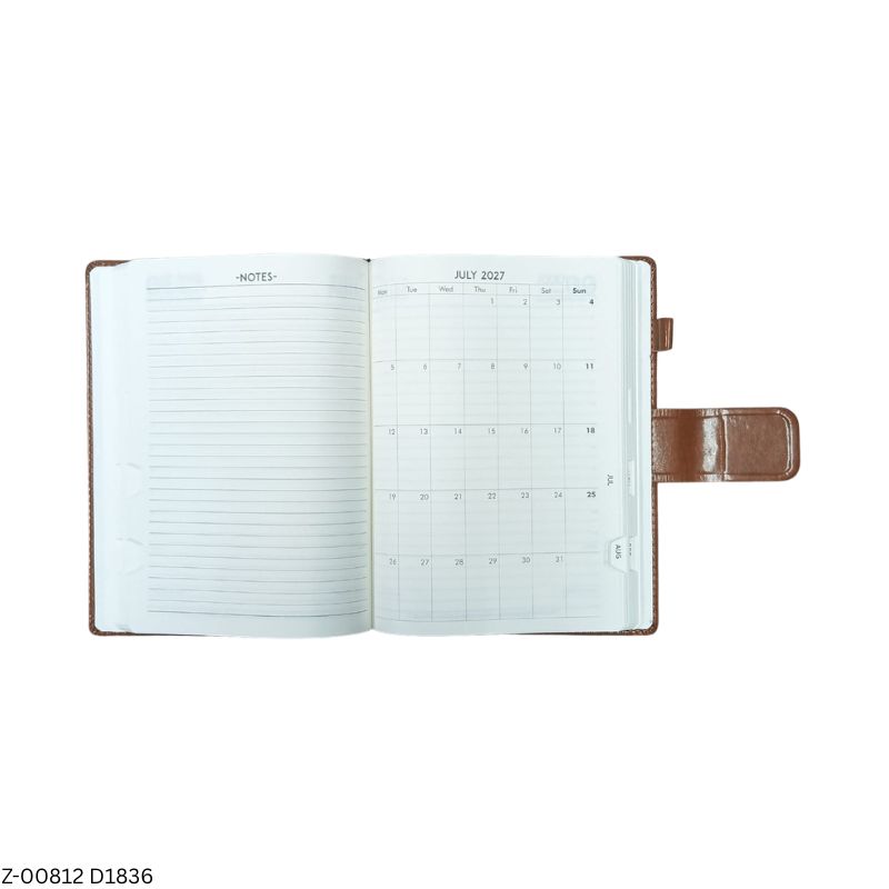 2027 – D1836 B5 Zeus 365 Days Leatherette Diary | Month-Cut Planner | Sunday Separate | Magnetic Lock