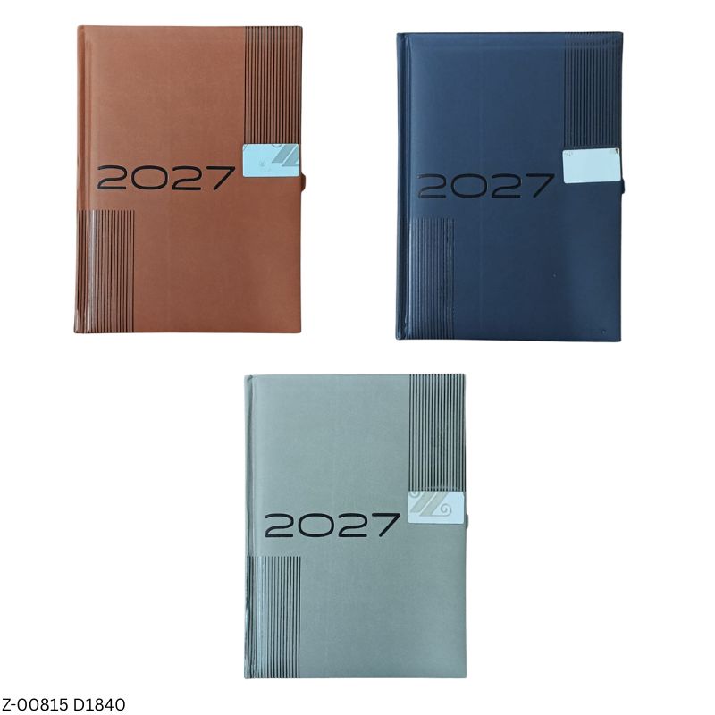 2027 – D1840 B5 Helios 365 Days Leatherette Diary | Month-Cut Planner | Sunday Separate | Assorted Colours