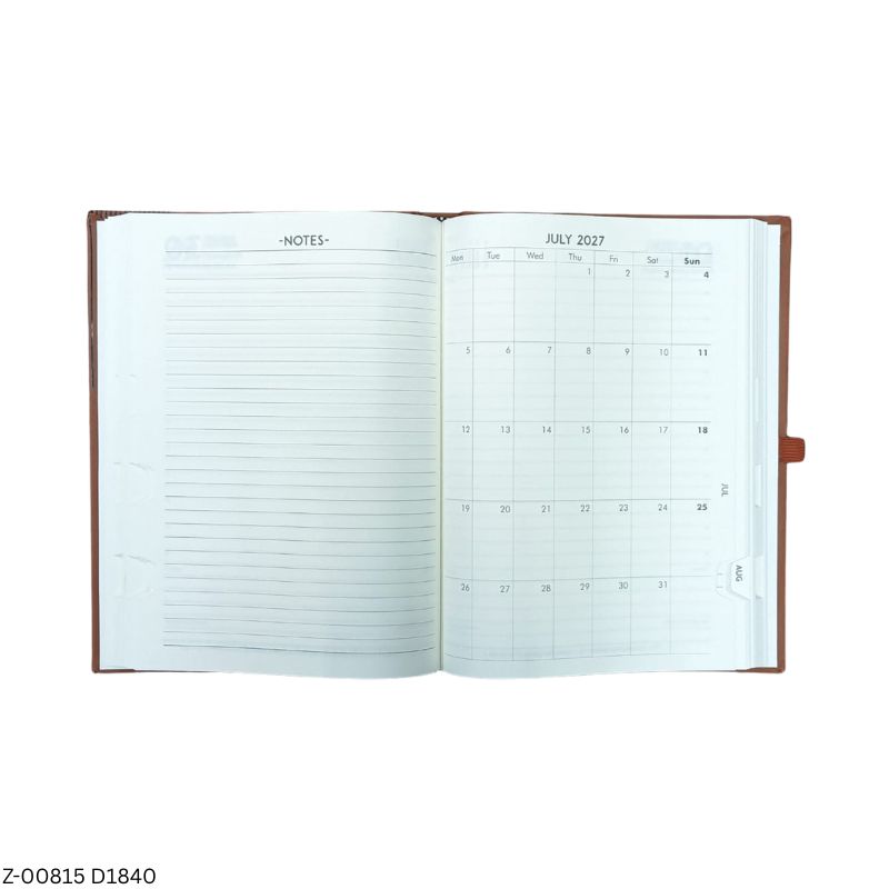 2027 – D1840 B5 Helios 365 Days Leatherette Diary | Month-Cut Planner | Sunday Separate | Assorted Colours