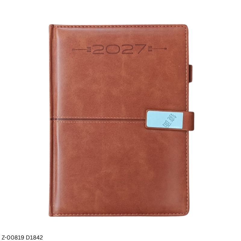2027 – D1842 B5 Apollo 365 Days Leatherette Diary | Month-Cut Planner | Sunday Separate | Magnetic Lock
