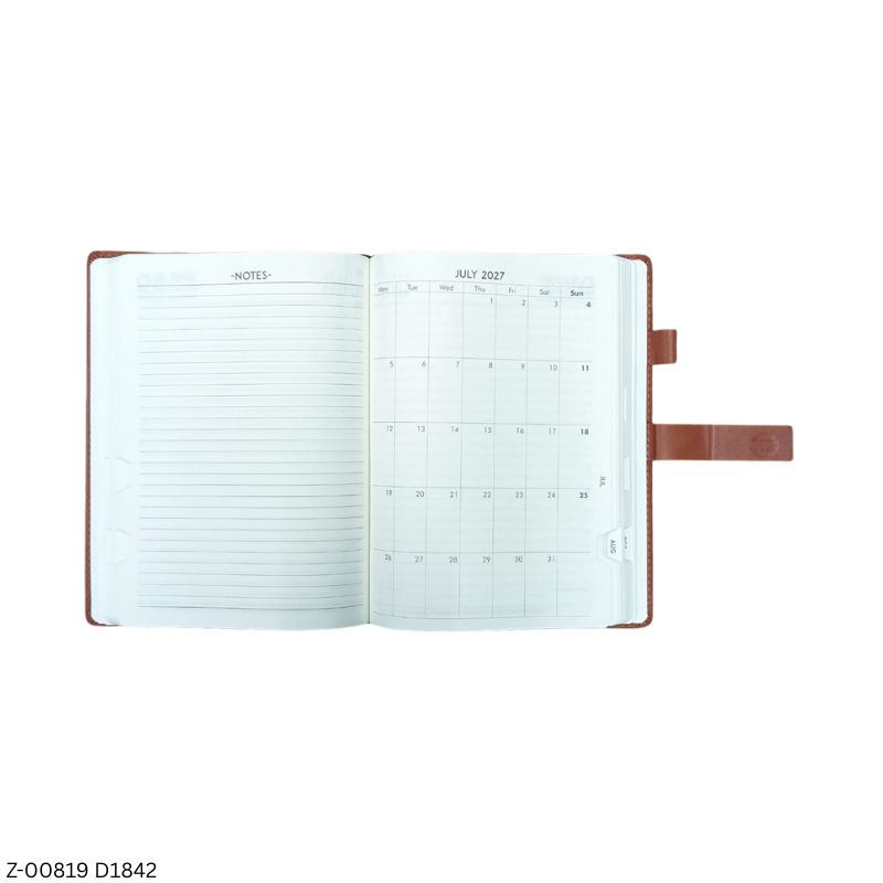 2027 – D1842 B5 Apollo 365 Days Leatherette Diary | Month-Cut Planner | Sunday Separate | Magnetic Lock