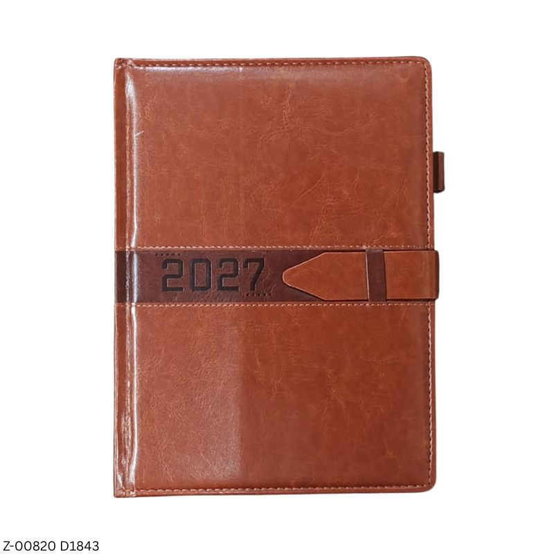 2027 – D1843 B5 Artemis 365 Days Leatherette Diary | Month-Cut Planner | Sunday Separate | Loop Closure