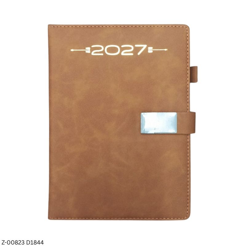2027 – D1844 B5 Athena 365 Days Leatherette Diary | Month-Cut Planner | Sunday Separate | Magnetic Lock
