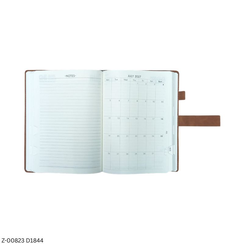 2027 – D1844 B5 Athena 365 Days Leatherette Diary | Month-Cut Planner | Sunday Separate | Magnetic Lock