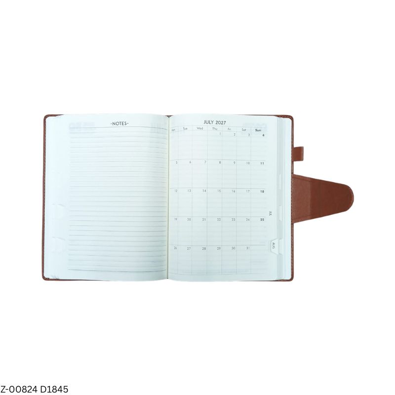 2027 – D1845 B5 Orion 365 Days Leatherette Diary | Month-Cut Planner | Sunday Separate | Magnetic Lock