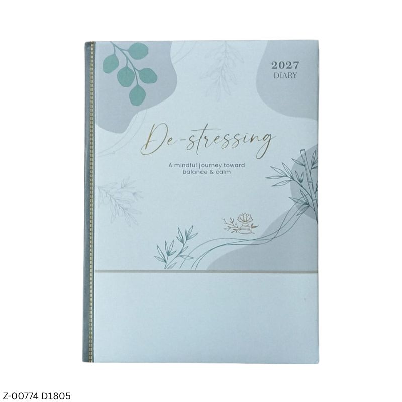2027 – D1846 365 Days De-Stressing Theme Diary | Month-Cut Planner | Sunday Separate