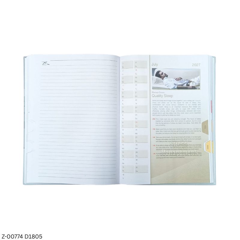2027 – D1846 365 Days De-Stressing Theme Diary | Month-Cut Planner | Sunday Separate