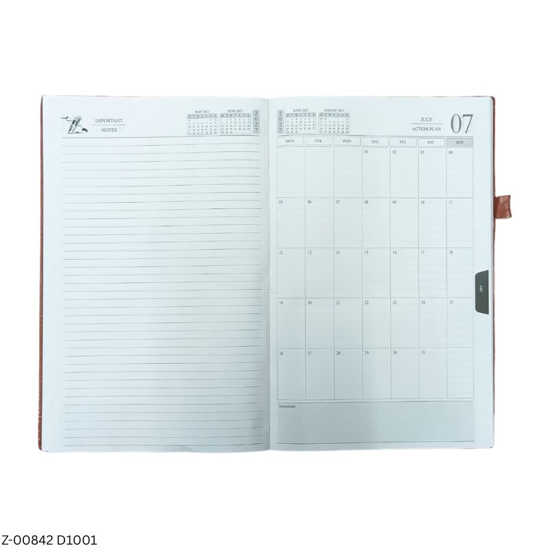 2027 – D1001 Full Scape Size 365 Days Leatherette Diary | Month Planner | Sunday Separate