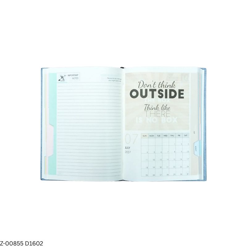 2027 – D1602 T6 365 Days Diary | Month-Cut Planner | Sunday Separate