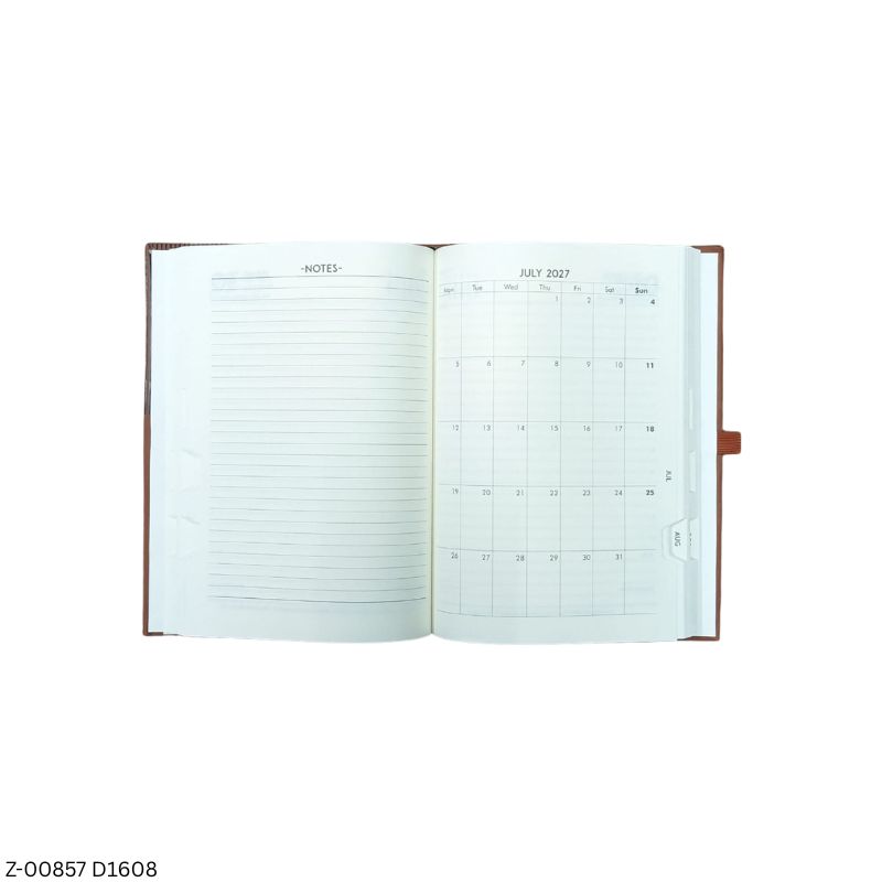 2027 – D1608 A5 Helios 365 Days Leatherette Diary | Month-Cut Planner | Sunday Separate | Assorted Colours