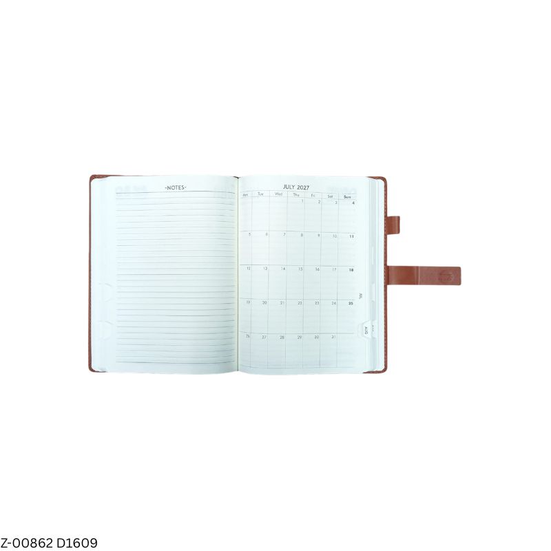 2027 – D1609 A5 Apollo 365 Days Leatherette Diary | Month-Cut Planner | Sunday Separate | Magnetic Lock