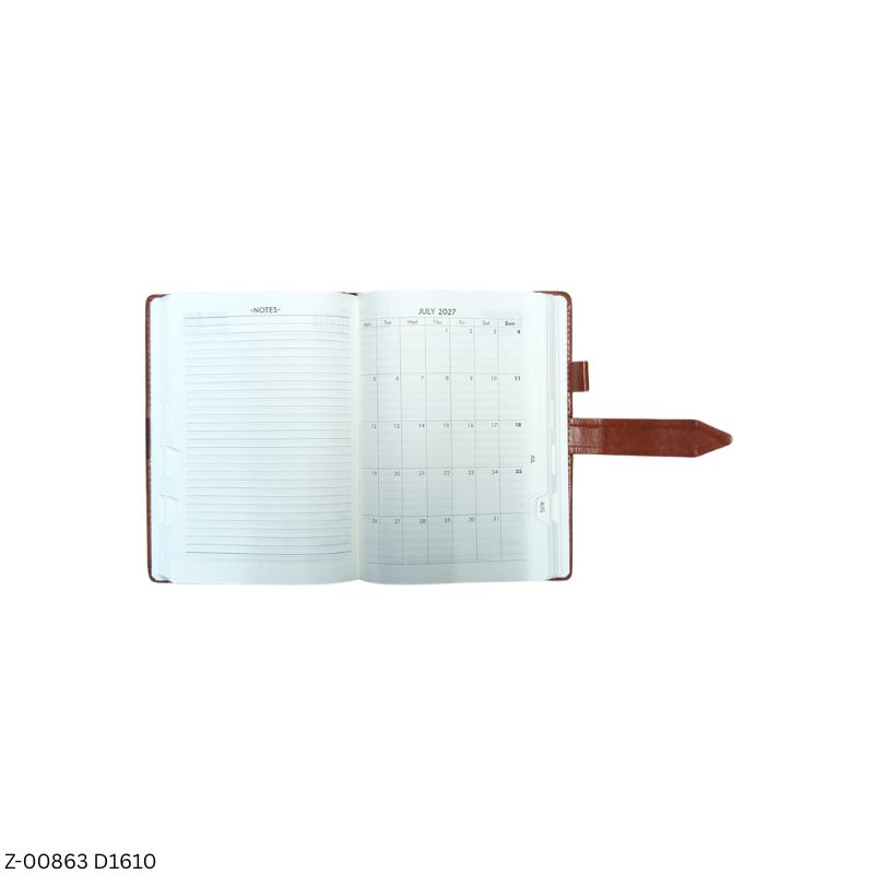 2027 – D1610 A5 Artemis 365 Days Leatherette Diary | Month-Cut Planner | Sunday Separate | Loop Closure