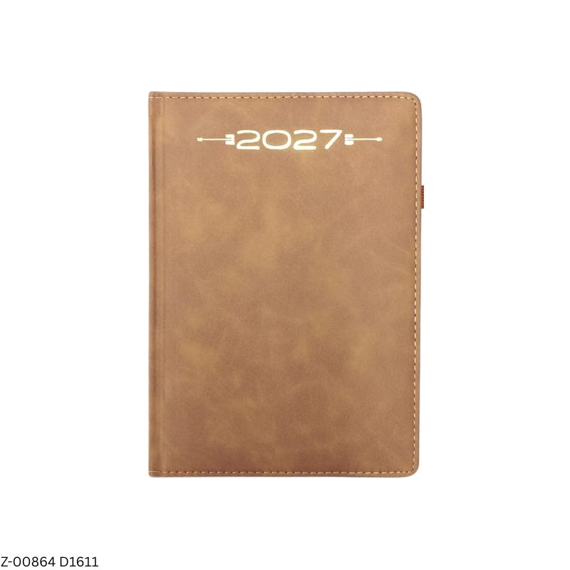 2027 – D1611 A5 Aries 365 Days Leatherette Diary | Month-Cut Planner | Sunday Separate | Elastic Closure