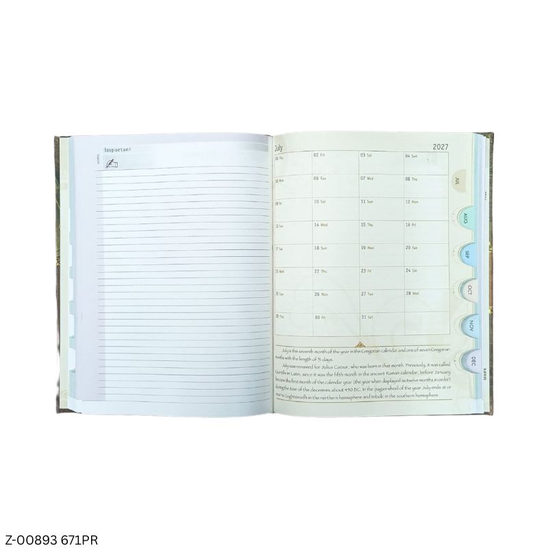 2027 – B5 671PR 365 Days Theme Diary | Month-Cut Planner | Sunday Separate