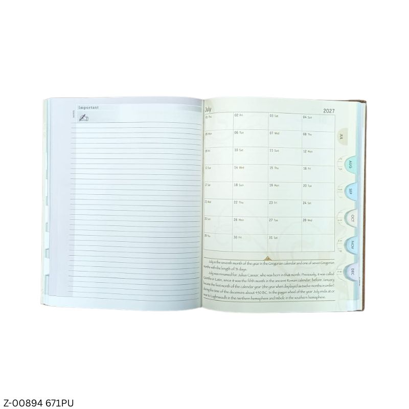 2027 – B5 671PU 365 Days Theme Diary | Month-Cut Planner | Sunday Separate