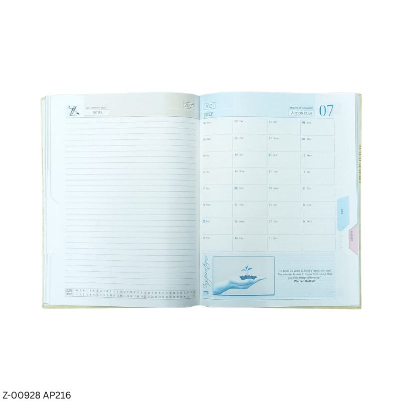 2027 – B5 AP216 Life 365 Days Theme Diary | Month-Cut Planner | Sunday Separate