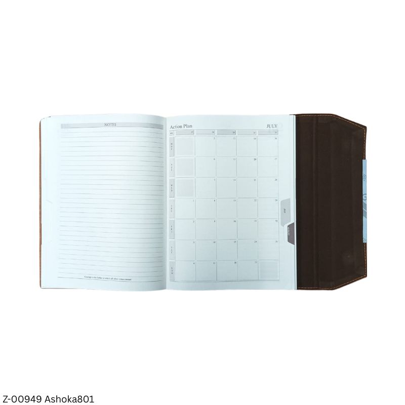 2027 – B5 Ashoka801 365 Days Leatherette Diary | Month-Cut Planner | Sunday Separate | Magnetic Lock