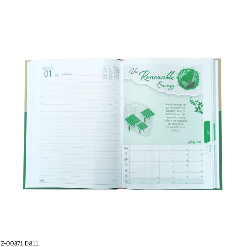 2027 – D811 T82 Go Green Theme Diary | Month-Cut Planner | Saturday-Sunday Clubbed
