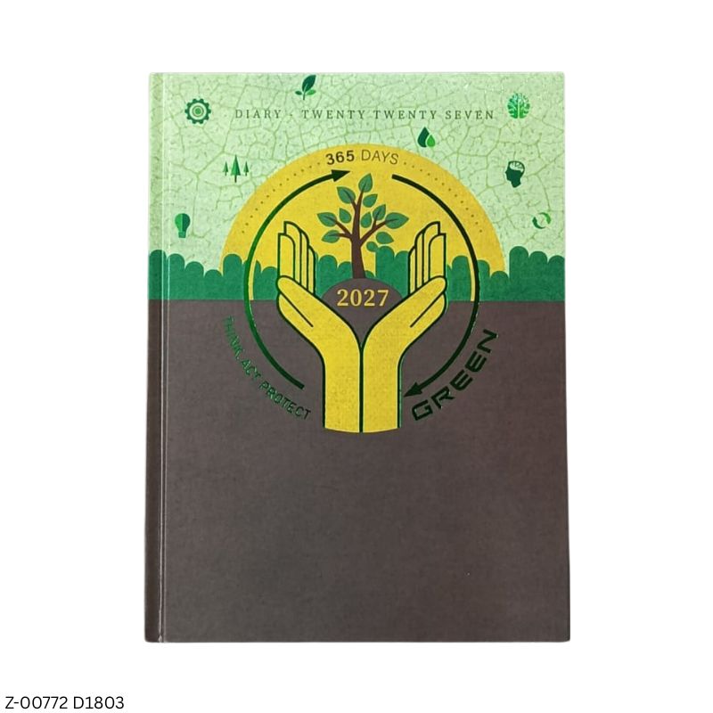 2027 – D1803 T17 365 Days Go Green Theme Diary | Month-Cut Planner | Saturday-Sunday Separate