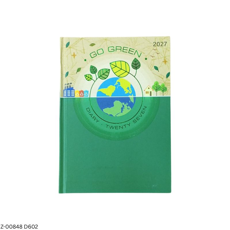 2027 – D602 T51 Go Green Theme Diary | Month-Cut Planner | Saturday-Sunday Clubbed