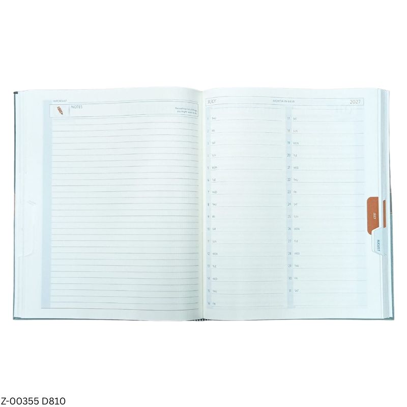 2027 – D810 T49 Regular Diary | Month-Cut Planner | Saturday-Sunday Clubbed | Corrugated Natural Paper