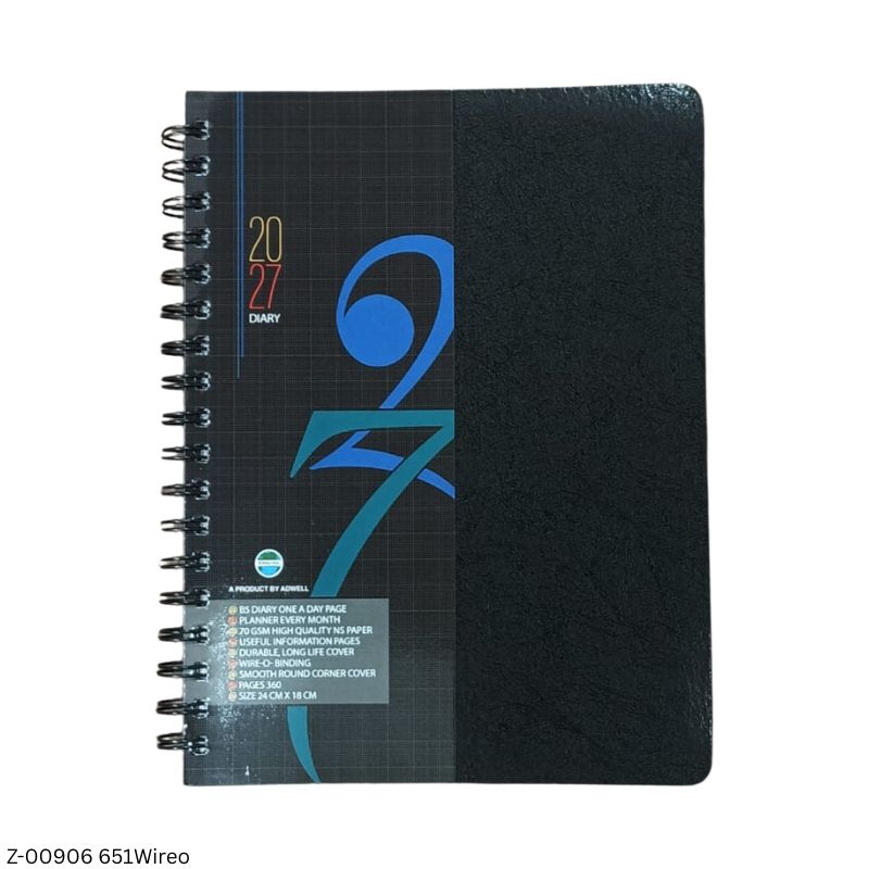 2027 – Wireo Regular Spiral Diary | Month Planner | Saturday-Sunday Clubbed