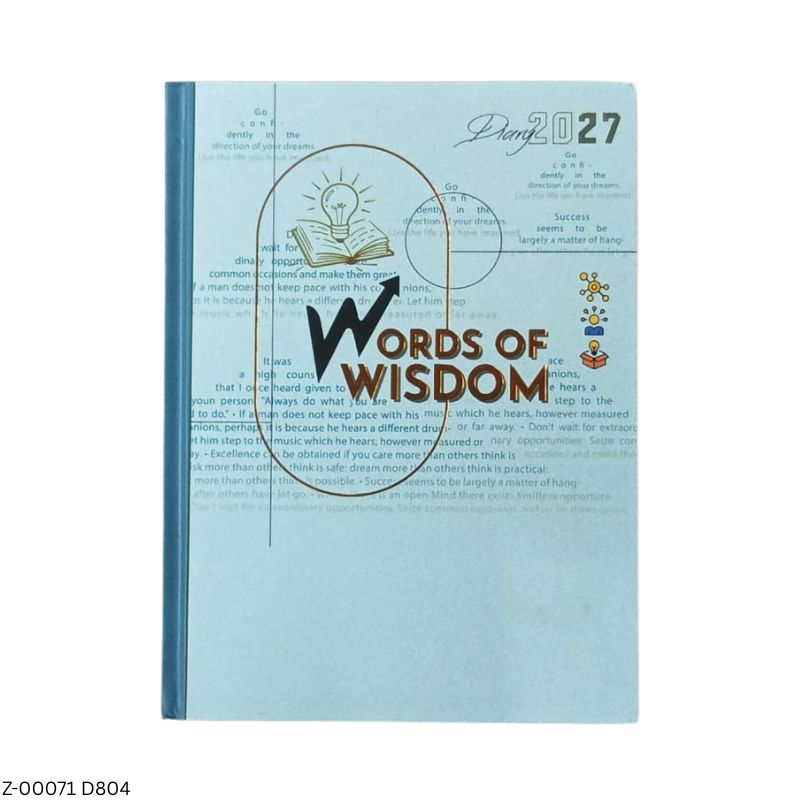 2027 – D804 T39 Words of Wisdom Theme Diary | Month-Cut Planner | Saturday-Sunday Clubbed