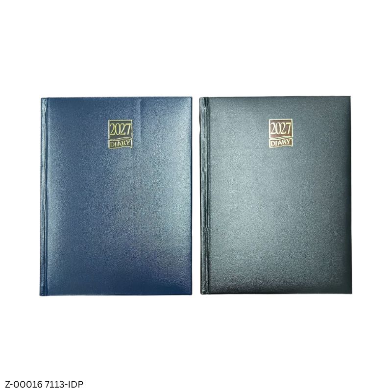 2027 – 7113-IDP 365 Days Leatherette Diary | Month Cut Planner | Sunday Separate | Assorted Designs | Personalized Metal Plate Option