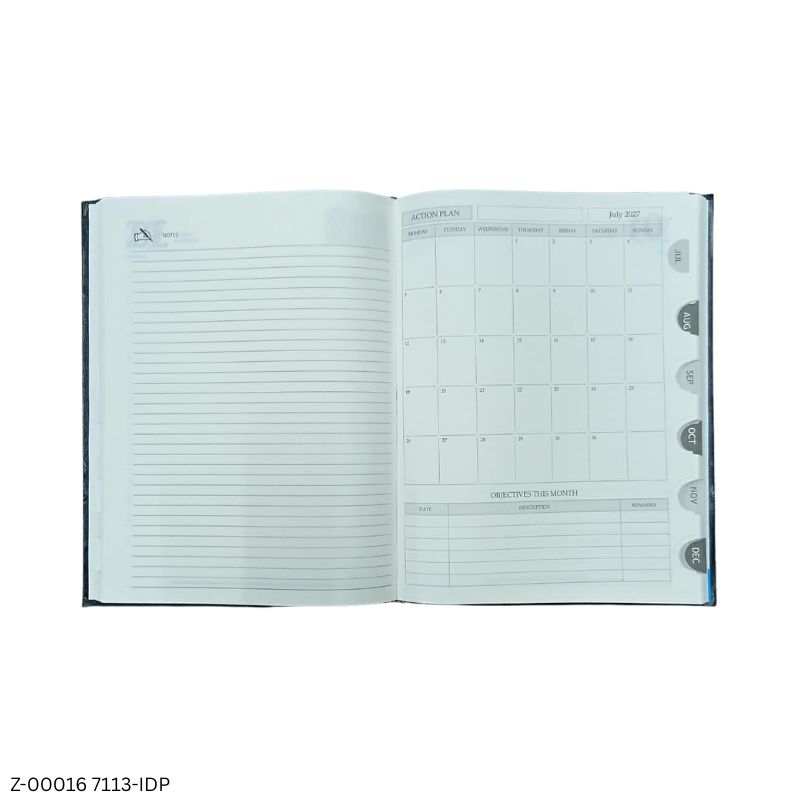 2027 – 7113-IDP 365 Days Leatherette Diary | Month Cut Planner | Sunday Separate | Assorted Designs | Personalized Metal Plate Option