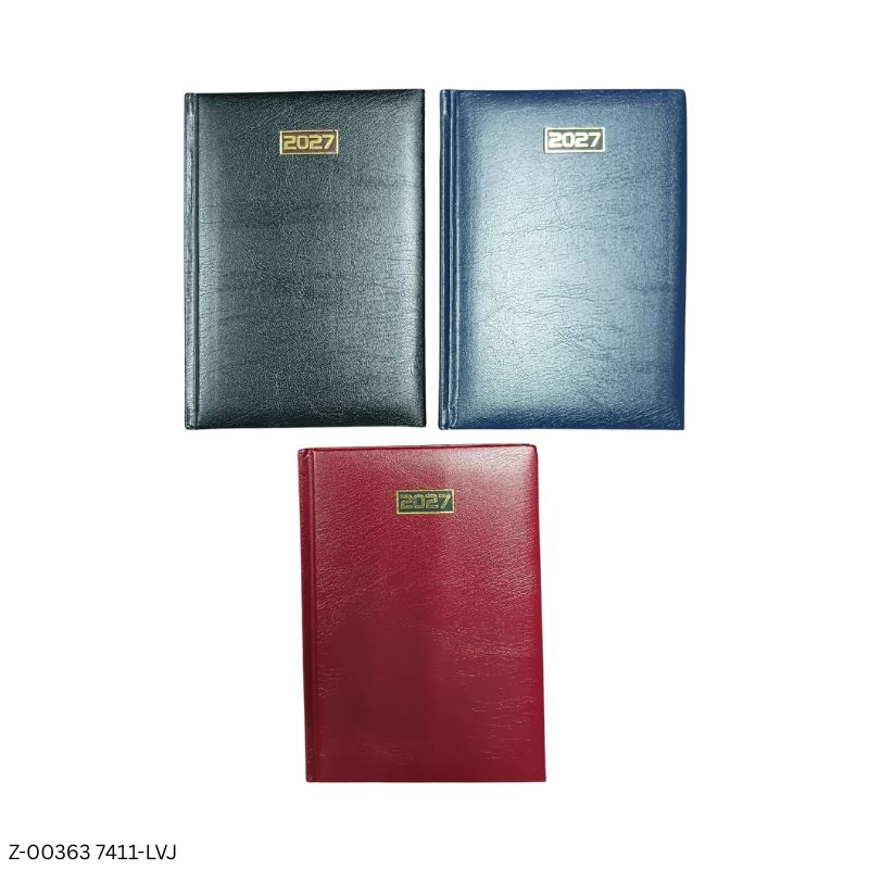 2027 – 7411-LVJPP 365 Days Leatherette Diary | Month Cut Planner | Sunday Separate | Assorted Colours