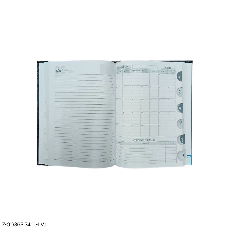 2027 – 7411-LVJPP 365 Days Leatherette Diary | Month Cut Planner | Sunday Separate | Assorted Colours