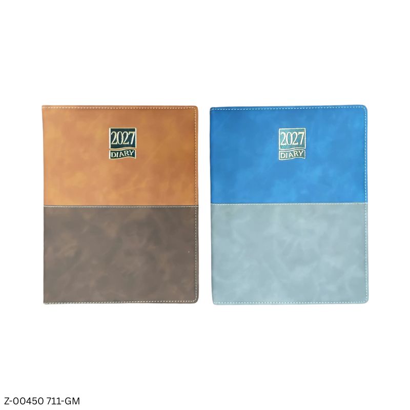 2027 – 711-GM Premium PU/Foam Cover Diary | Sunday Separate | Assorted Designs | Personalised Metal Plate Option