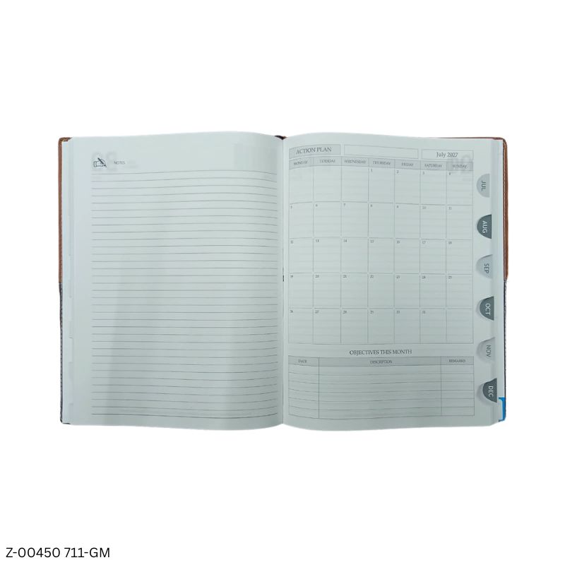 2027 – 711-GM Premium PU/Foam Cover Diary | Sunday Separate | Assorted Designs | Personalised Metal Plate Option