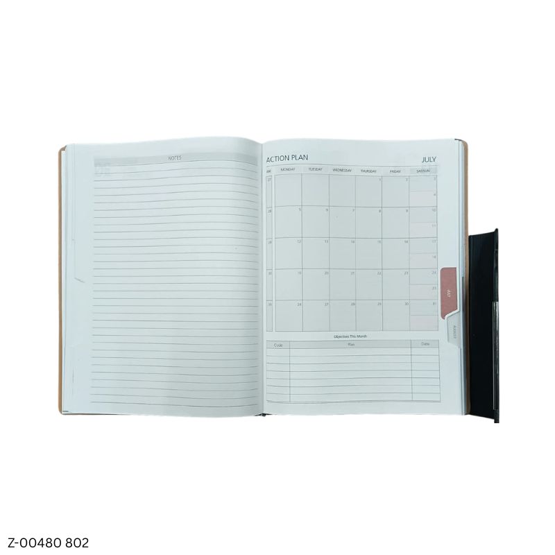 2027 – VA802 365 Days Leatherette Diary | Month-Cut Planner | Sunday Separate