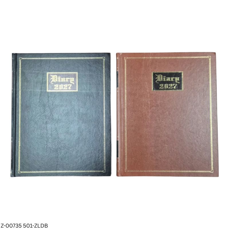 2027 – 501-ZLDB 365 Days PVC Leatherette Library Edition Diary | Sunday Separate | Assorted Colours